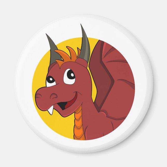 Red dragon cartoon  magnet (Front)