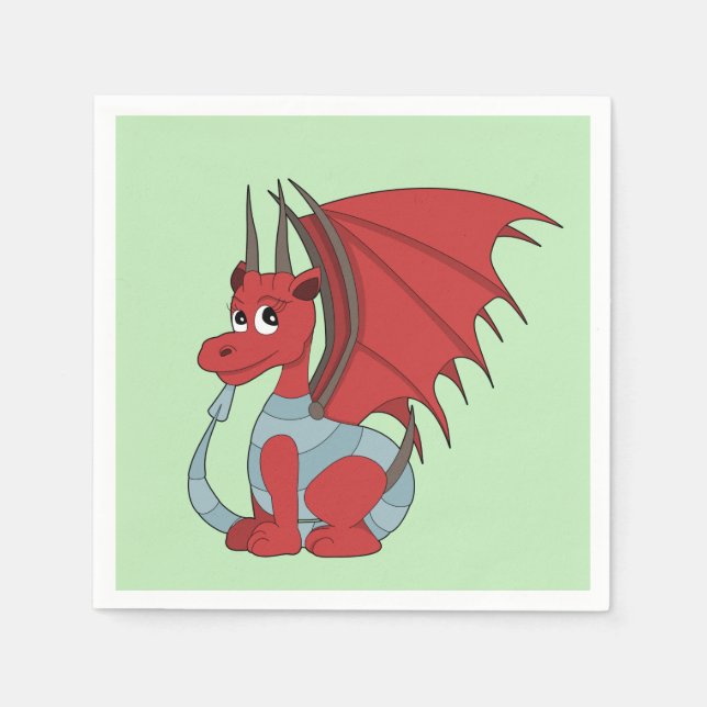 Red Dragon Cartoon  Napkin (Front)