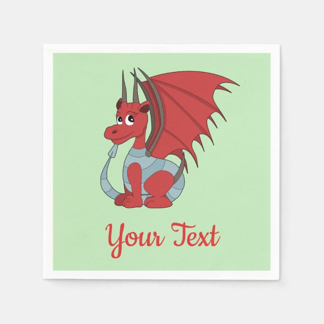 Red Dragon Cartoon  Napkins (Front)