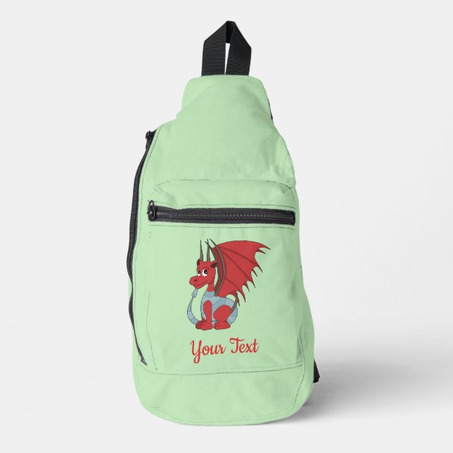 Red Dragon Cartoon  Sling Bag (Front)