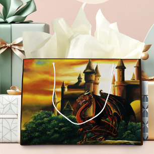 Red Dragon Castle Fantasy Large Gift Bag