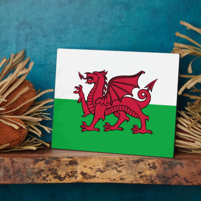Red Dragon Celtic Flag of Wales & Welsh Plaque (Side)