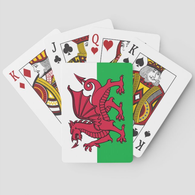 Red Dragon Celtic Flag of Wales & Welsh Playing Cards (Back)