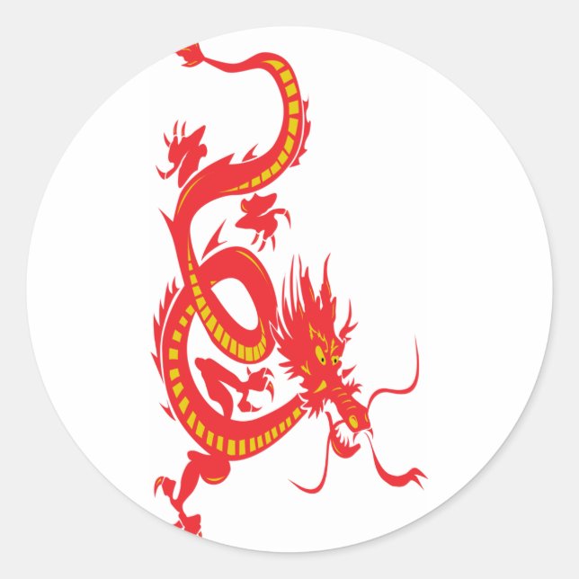 Red Dragon Chinese New Year Classic Round Sticker (Front)