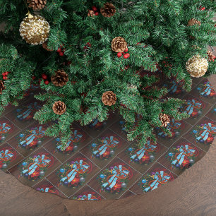 Red Dragon Christmas Wreath Brushed Polyester Tree Skirt