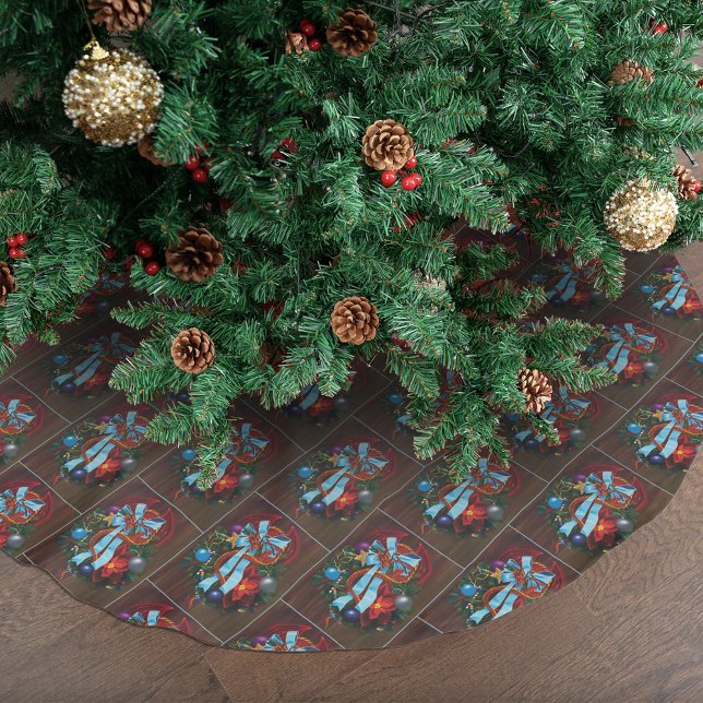 Red Dragon Christmas Wreath Brushed Polyester Tree Skirt (Creator Uploaded)