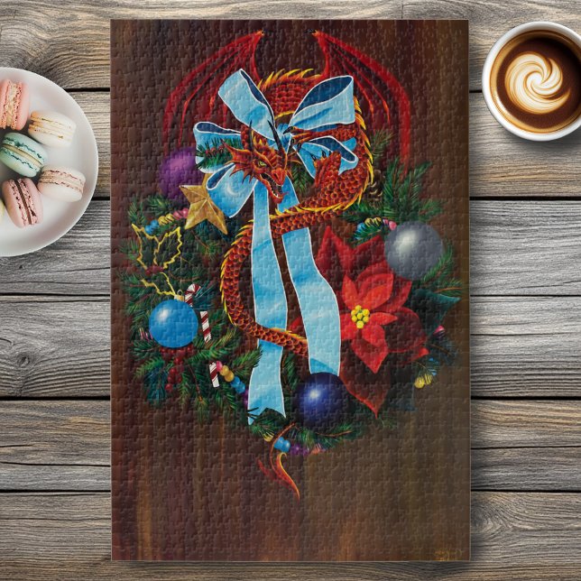 Red Dragon Christmas Wreath Jigsaw Puzzle (Creator Uploaded)