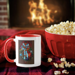Red Dragon Christmas Wreath Mug
