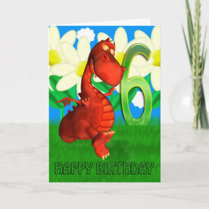 Red dragon dancing in the Garden Birthday Card