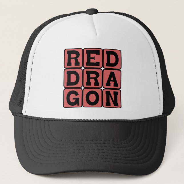Red Dragon, Fire-Breathing Creature Trucker Hat (Front)