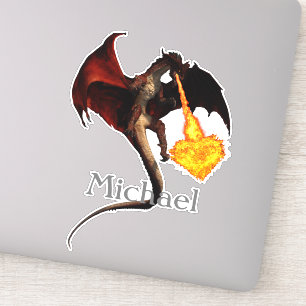 Red Dragon Fire Breathing Heart Personalised