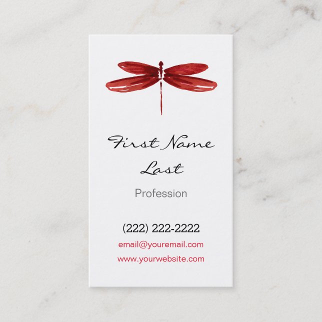 Red Dragon Fly Business Card | Dragonfly Cards (Front)