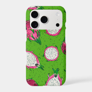 Red dragon fruit on green