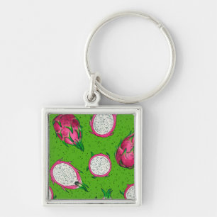 Red dragon fruit on green key ring