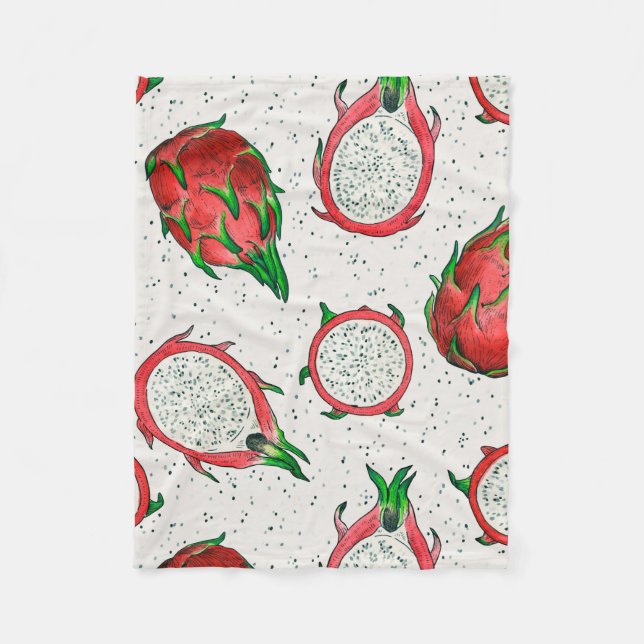 Red dragon fruit on off white fleece blanket (Front)