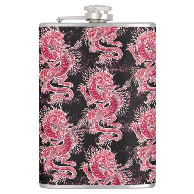 Red Dragon Galaxy Hip Flask (Front)