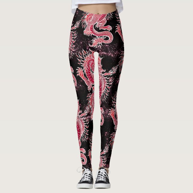 Red Dragon Galaxy Leggings (Front)