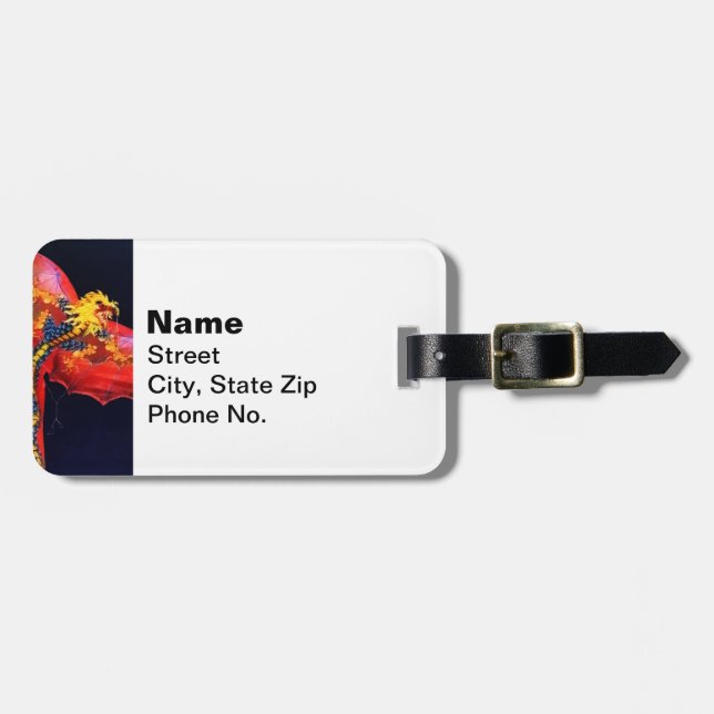 Red Dragon Kite Luggage Tag (Front Horizontal)