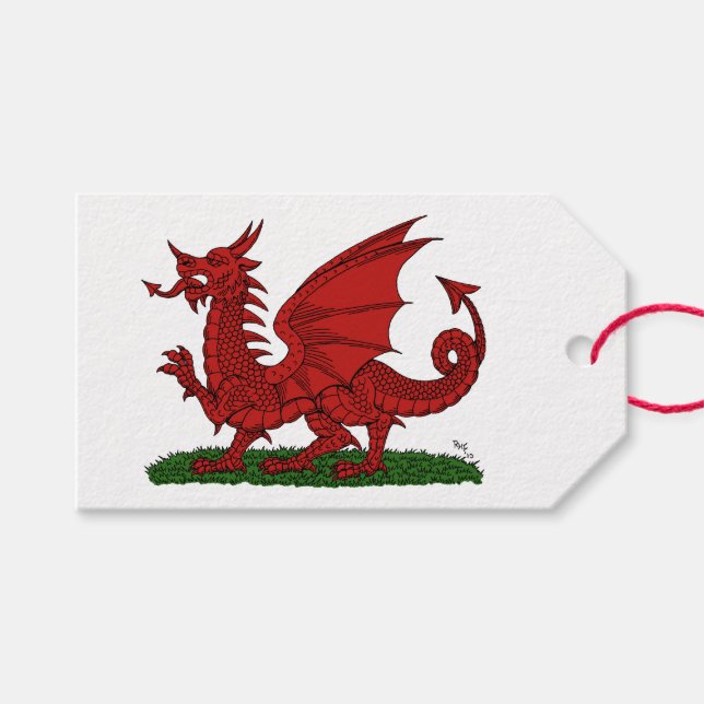 Red Dragon of Wales Gift Tags (Front (Horizontal))