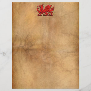Red Dragon of Wales on Aged Parchment effect