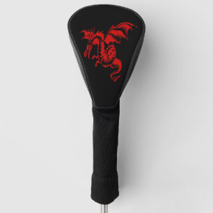 Red Dragon on Black Golf Head Cover