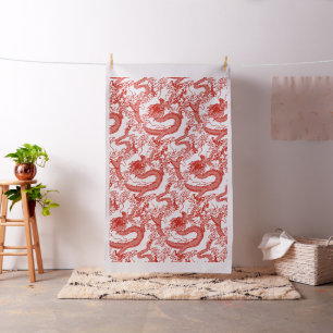 Red Dragon Pattern Fabric