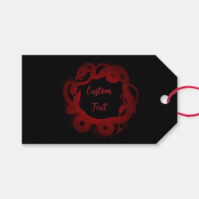 Red Dragon Personalised Gift Tags (Front (Horizontal))