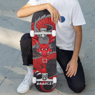 Red Dragon Personalised Name Skateboard