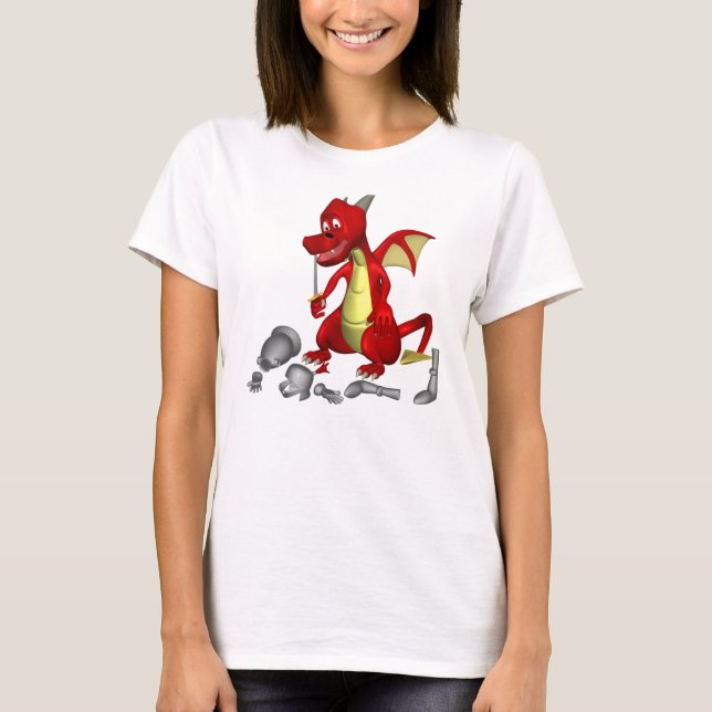 Red Dragon picking Knight out of Teeth T-Shirt (Front)