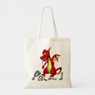 Red Dragon picking Knight out of Teeth Tote Bag