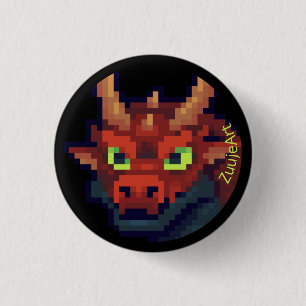 Red Dragon. Pixelart pixel art 3 Cm Round Badge