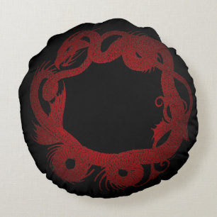 Red Dragon Round Cushion
