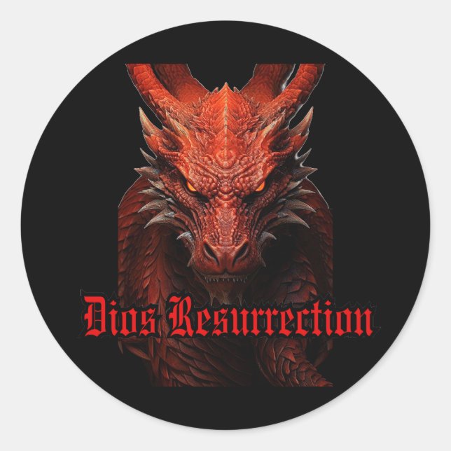 Red Dragon Round Sticker (Front)