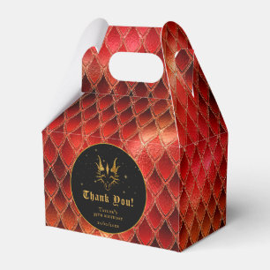 Red Dragon Scales Gold Birthday Thank You Favour Box