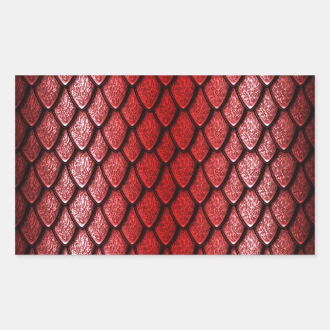 Red Dragon Scales Rectangular Sticker (Front)