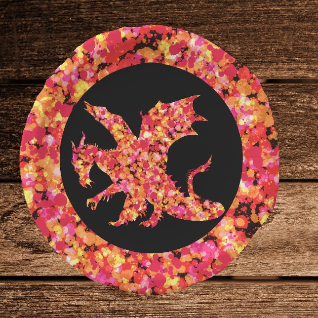 Red Dragon Splattered Paint Paper Plate (Creator Uploaded)