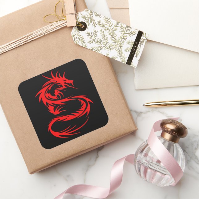 Red Dragon  Square Sticker (Gifting)