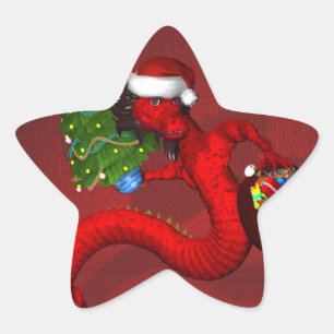 Red Dragon Star Sticker