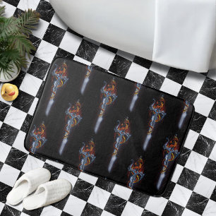 Red Dragon Sword Fantasy Bath Mat