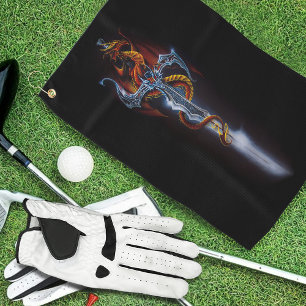 Red Dragon Sword Fantasy Golf Towel