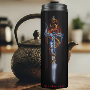 Red Dragon Sword Fantasy Thermal Tumbler