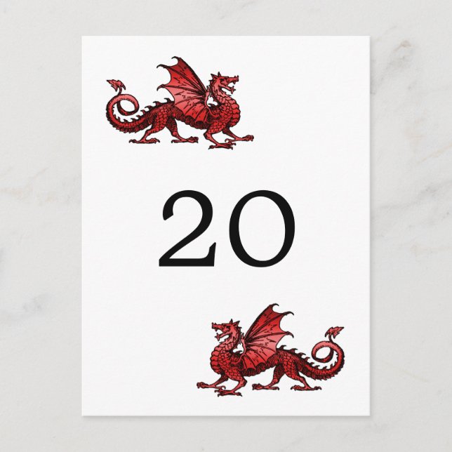 Red Dragon Table Number Postcard (Front)