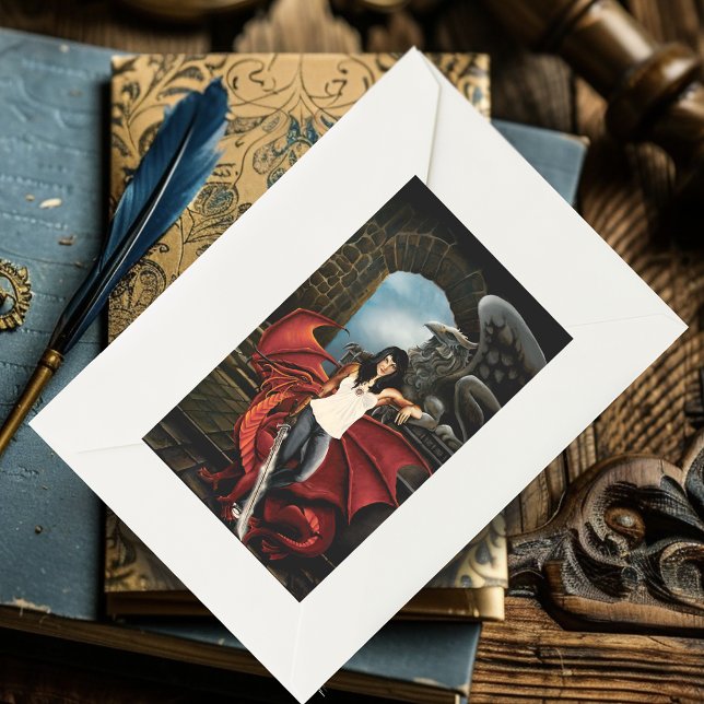 Red Dragon Urban Fantasy Rectangular Sticker (Creator Uploaded)