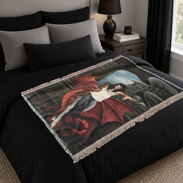 Red Dragon Urban Fantasy Throw Blanket (Creator Uploaded)