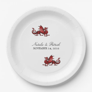 Red Dragon Wedding Paper Plates