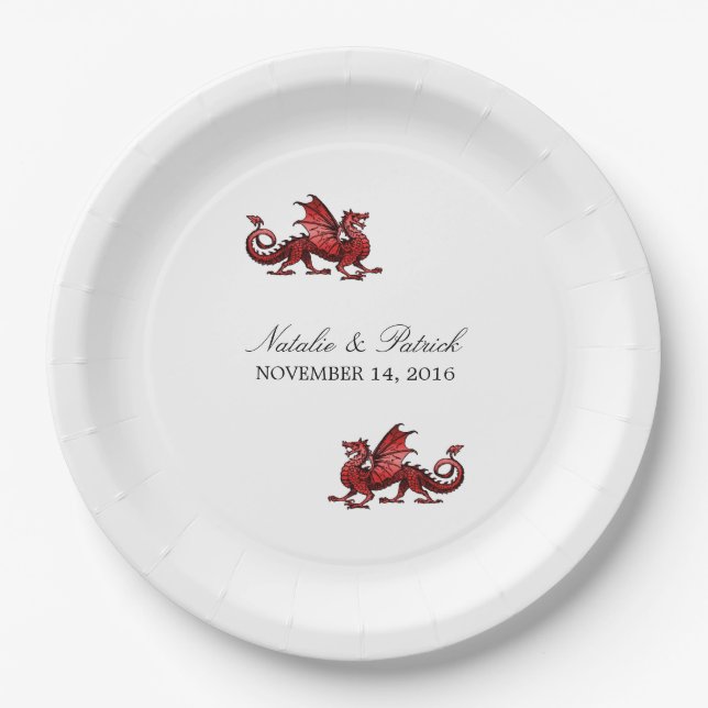 Red Dragon Wedding Paper Plates (Front)