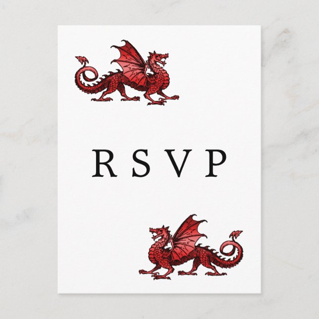 Red Dragon Wedding RSVP Postcard (Front)