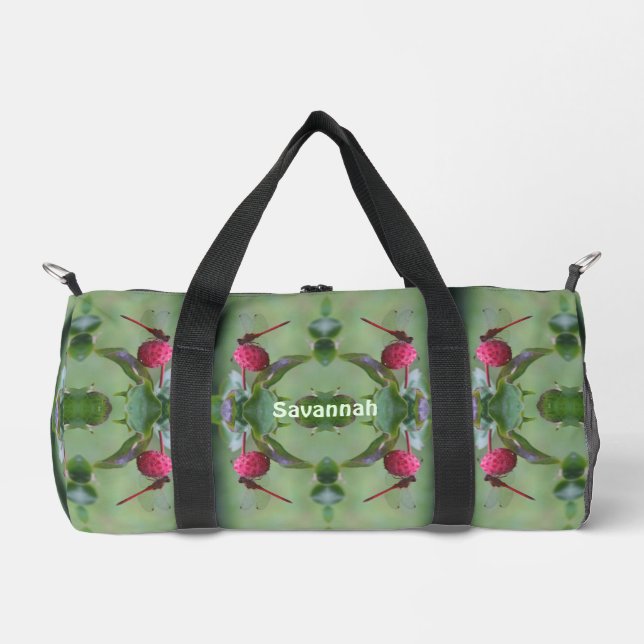 Red Dragonfly Abstract Personalised Duffle Bag (Front)