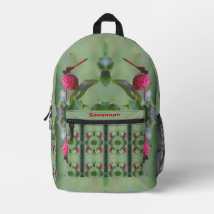 Red Dragonfly Abstract Personalised Printed Backpack