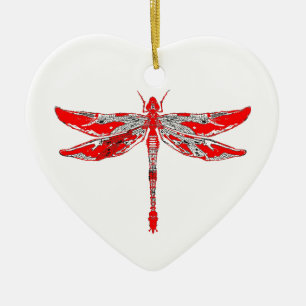 Red Dragonfly Ceramic Tree Decoration